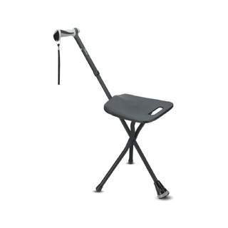 Adjustable aluminum cane with seat