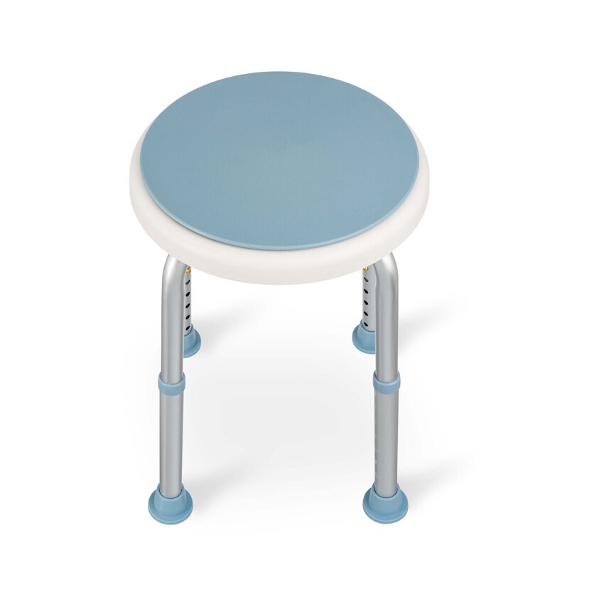 Round, rotating shower chair