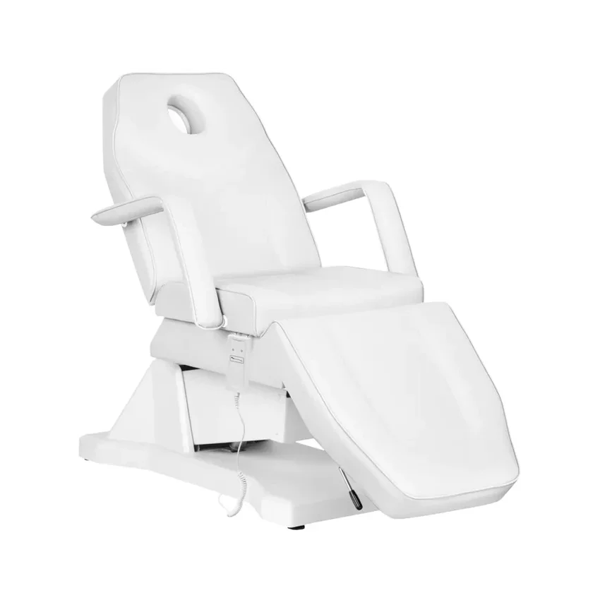 Electric beauty chair with soft padding, white, with 1 motor