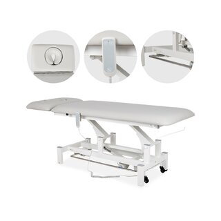 Fortis 2 ERGO massage table, electric foot control and wheels - light gray