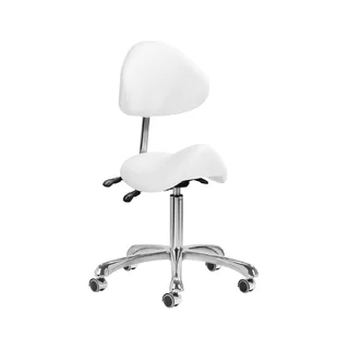 White saddle chair stool with 5 wheels Giovani