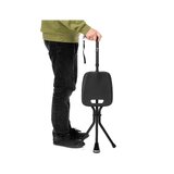 Adjustable aluminum cane with seat