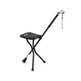 Adjustable aluminum cane with seat