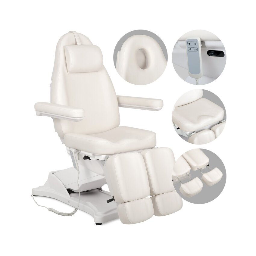 Cosmetic treatment chair, electric Elara PRO 6P - white