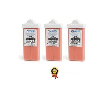 3x Quickepil facial hair removal wax, slim roll, pink 110g